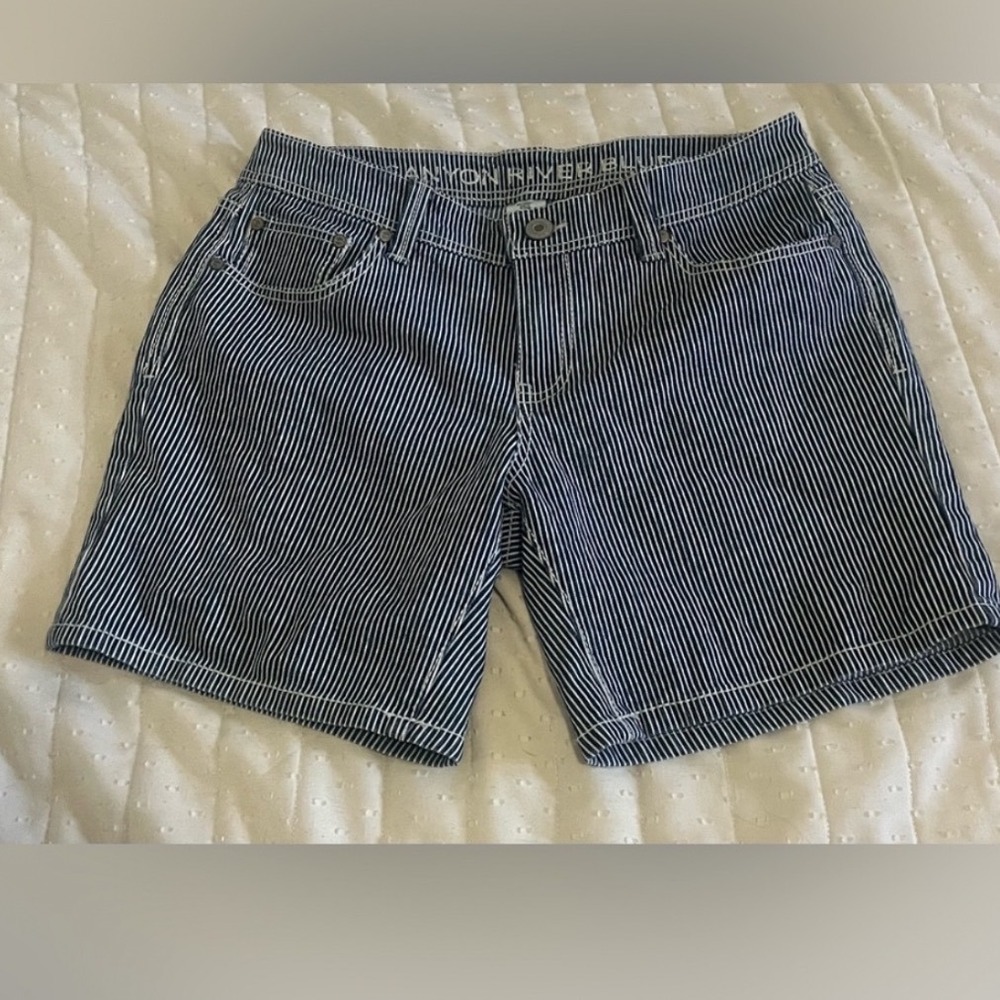 Canyon River Blues Women's Size 8 Railroad Stripe Denim Bermuda Shorts